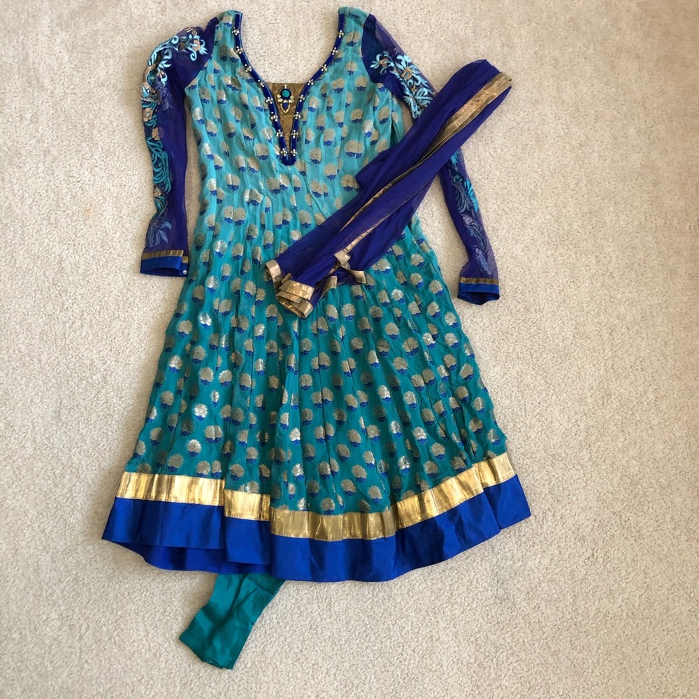 Purple and Blue Traditional Lengha